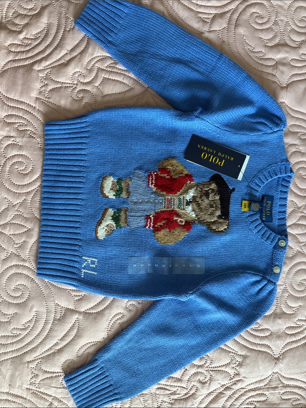 Polo by Ralph Lauren Girl's Blue Bear Knit Sweater